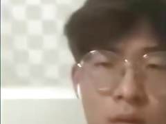 Korean boy with glasses cum frontal to camera