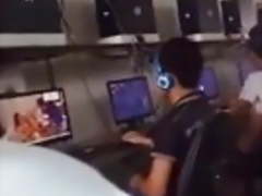 Shameless boy watching porn in cyber cafe