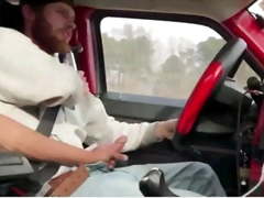 Country boy getting a hand job while driving