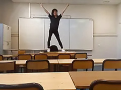 Twink student Jon Arteen goes to school to do a sexy dance before a striptease on the teacher's desk in a classroom, he starts by showing off his red boxer underwear